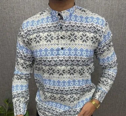 Men’s Printed Spread Collar Casual Shirt – Multicolor Stylish Cotton Blend | NISHU Superstores
