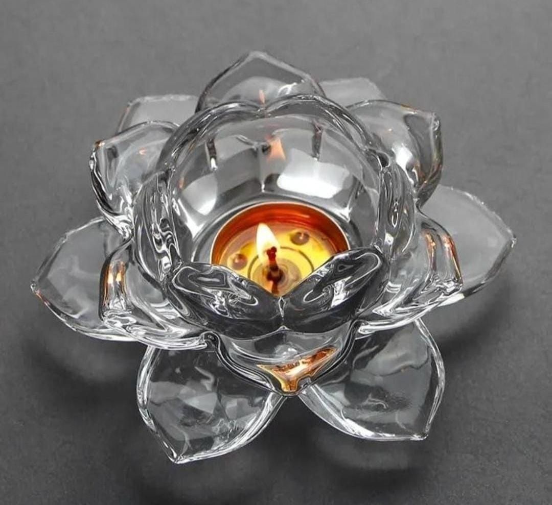 Glass Lotus Flower Tea Light Candle Holder Set – Decorative Home Décor | NISHU Superstores