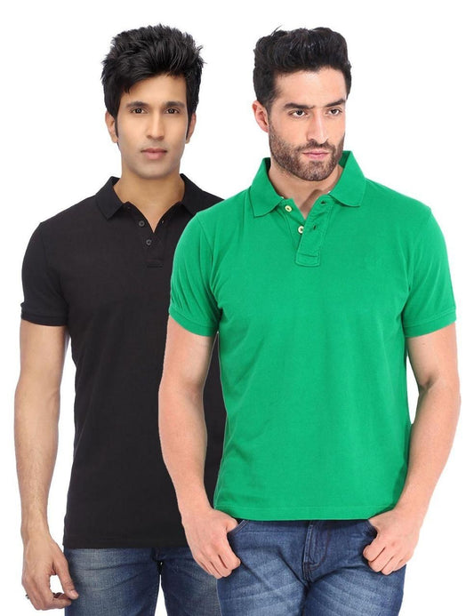 Poly Cotton Solid Half Sleeves Men’s Polo T-Shirt Pack of 2 | Everyday Comfort | NISHU Superstores