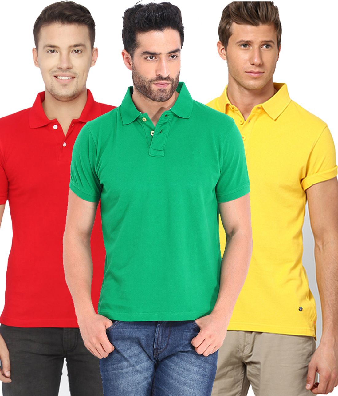Poly Cotton Solid Half Sleeves Men’s Polo T-Shirt Pack of 3 | Everyday Comfort | NISHU Superstores