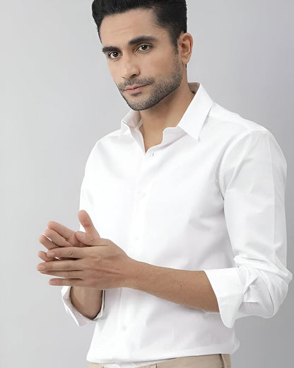 Men's White Cotton Shirt with Stylish Back Print – Trendy & Comfortable | NISHU Superstores