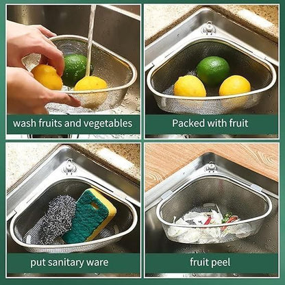Triangle Stainless Steel Kitchen Sink Drain Basket – Space-Saving & Durable | NISHU Superstores