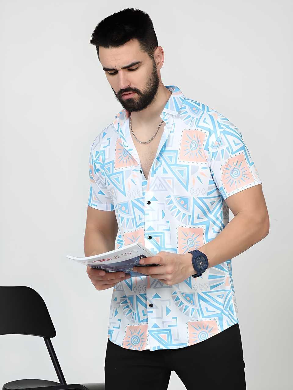 Men's Printed Rayon Shirt | Half Sleeves | Soft & Stylish | NISHU Superstores