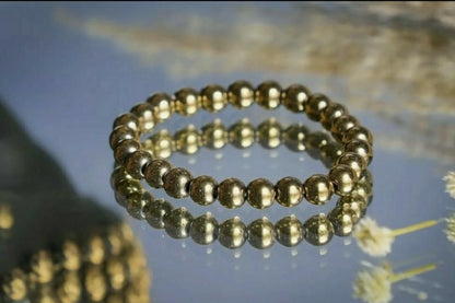 Golden Pyrite 8mm Natural Stone Bracelet for Men & Women | NISHU Superstores