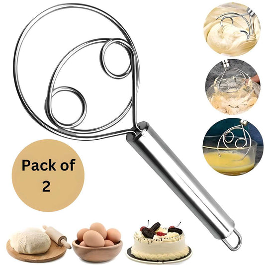 Stainless Steel Danish Dough Whisk (Pack of 2) – Bread Mixer Tool, Dishwasher Safe | NISHU Superstores