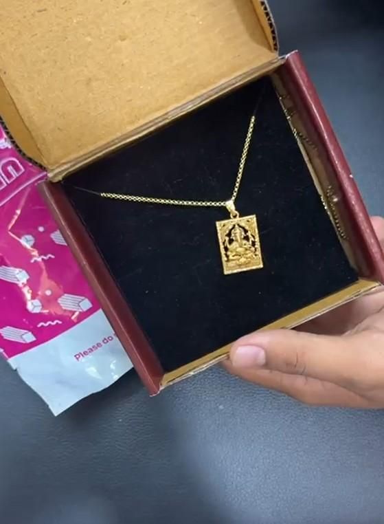 Gold Plated Ganeshji Pendant with Chain | NISHU Superstores
