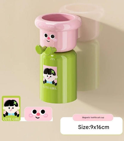 Dopamine Magnetic Toothbrush Holder with Mouthwash Cup – Wall Mounted Bathroom Organizer | NISHU Superstores