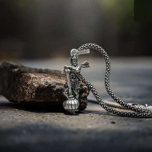 Hanumanji with Gada Silver Pendant Chain | NISHU Superstores