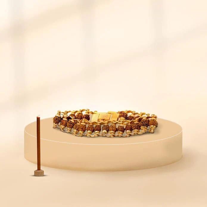 Genuine Paanch Mukhi Modern Rudraksha Bracelet – Gold Plated | NISHU Superstores