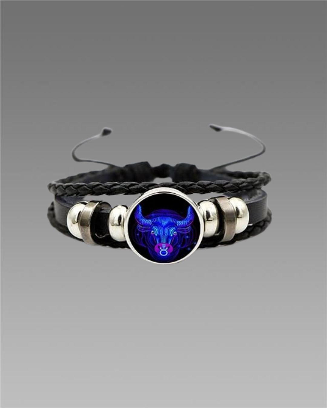Zodiac Constellation Braided Black Leather Bracelet – Adjustable & Stylish | NISHU Superstores