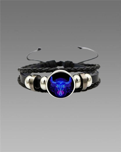 Zodiac Constellation Braided Black Leather Bracelet – Adjustable & Stylish | NISHU Superstores