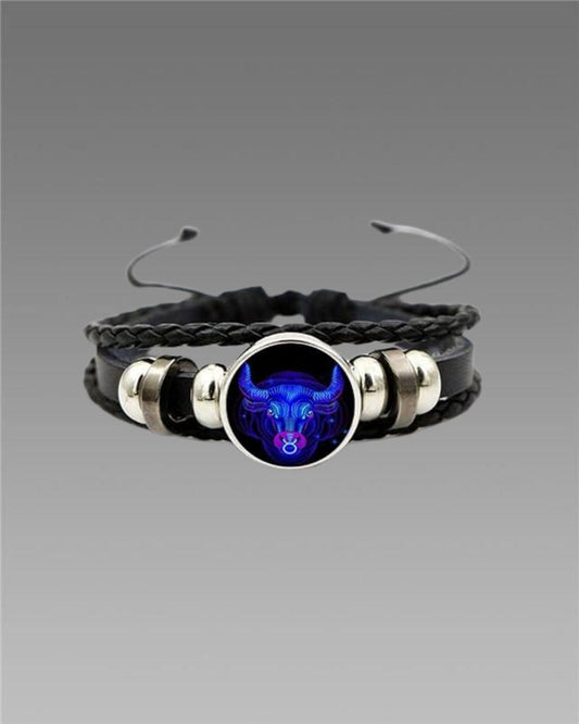 Zodiac Constellation Braided Black Leather Bracelet – Adjustable & Stylish | NISHU Superstores