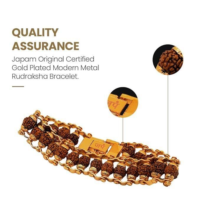Genuine Paanch Mukhi Modern Rudraksha Bracelet – Gold Plated | NISHU Superstores