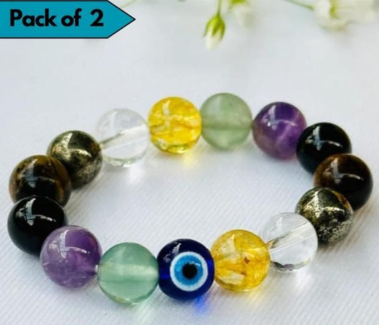 Natural Jade Round Beads Bracelet – Pack of 2 Healing Stone Jewelry | NISHU Superstores