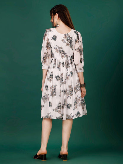 Plus Size Women’s Georgette Floral Print Flared Short Dress – Stylish & Comfortable | NISHU Superstores