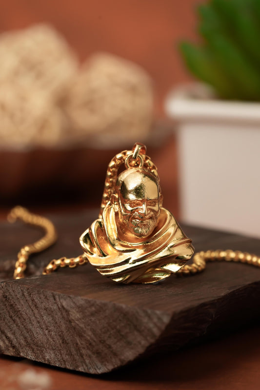 Sterling Gold Plated Neem Karoli Baba Pendant for Men – Spiritual & Elegant | NISHU Superstores