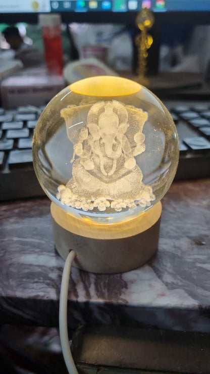 Ganesh Crystal LED Lamp – Divine Decorative Night Light | NISHU Superstores