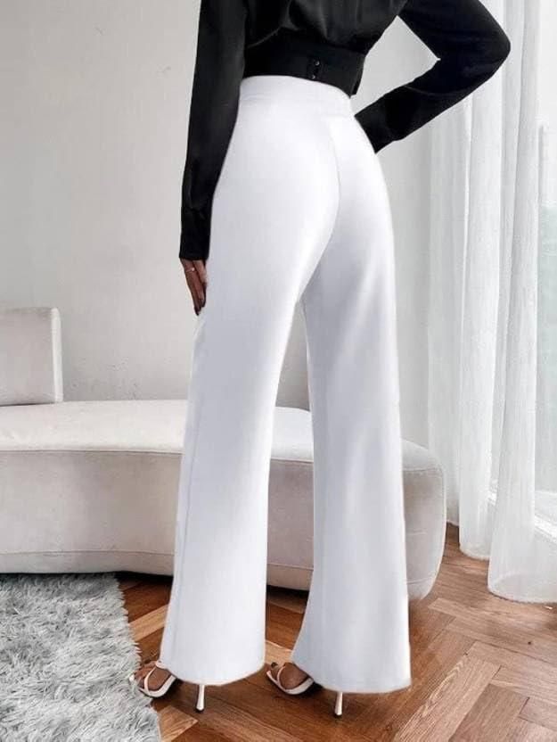 Women’s Non-Transparent White Classic Stylish Pants – Comfortable Daily Wear | NISHU Superstores
