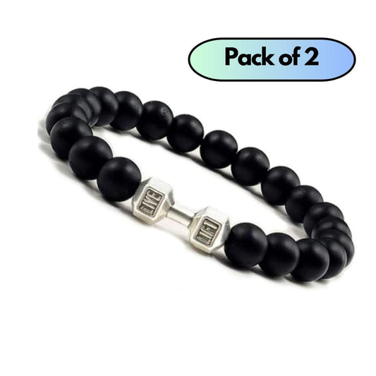Black Matte Agate Onyx Beads Bracelet (Pack of 2) – Stylish Energy Stones | NISHU Superstores
