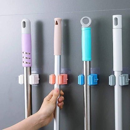 Self-Adhesive Mop Holder Hooks (Pack of 4) – Wall Mount Broom & Tool Organizer | NISHU Superstores
