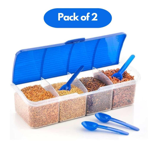 4-in-1 Spice Vault with Measuring Spoons and Airtight Lid (Pack of 2) – Kitchen Storage Organizer | NISHU Superstores