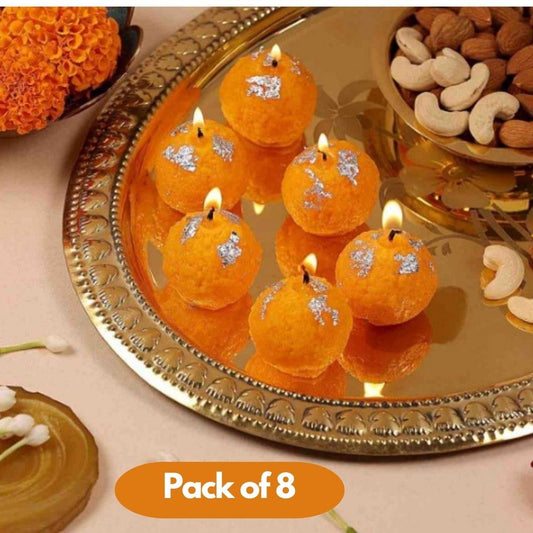 Laddu Shape Candle – Pack of 8 Decorative Festive Candles | NISHU Superstores
