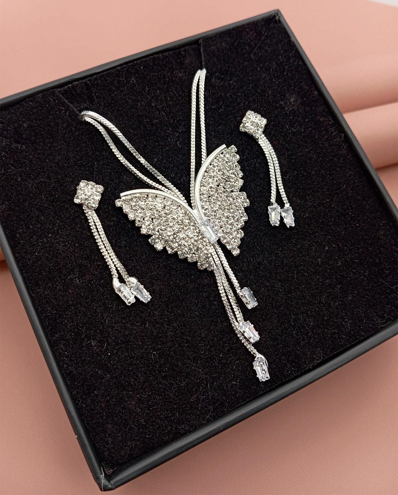 Butterfly Pendant Necklace with Earrings Set | NISHU Superstores