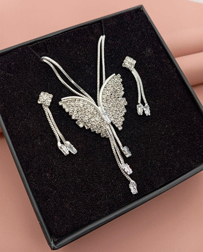 Butterfly Pendant Necklace with Earrings Set | NISHU Superstores