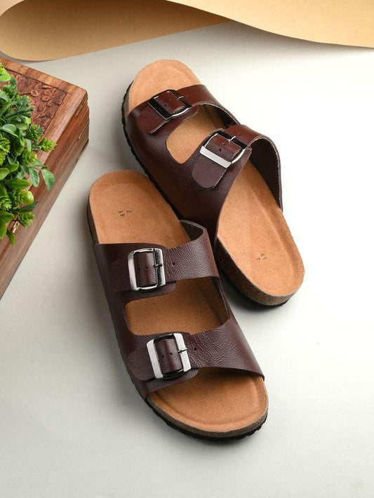 Men's Arizona Cherry Leather Slippers – Premium Comfort & Style | NISHU Superstores