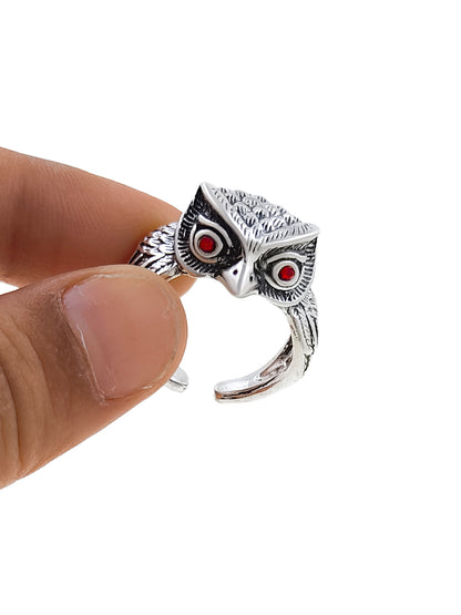 Saizen Silver Owl Face Ring for Men | Stylish Men’s Jewelry | NISHU Superstores