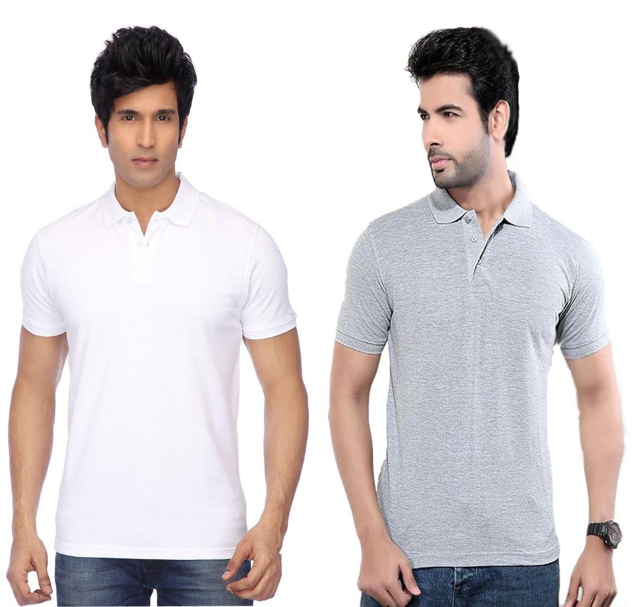 Poly Cotton Solid Half Sleeves Men’s Polo T-Shirt Pack of 2 | Everyday Comfort | NISHU Superstores