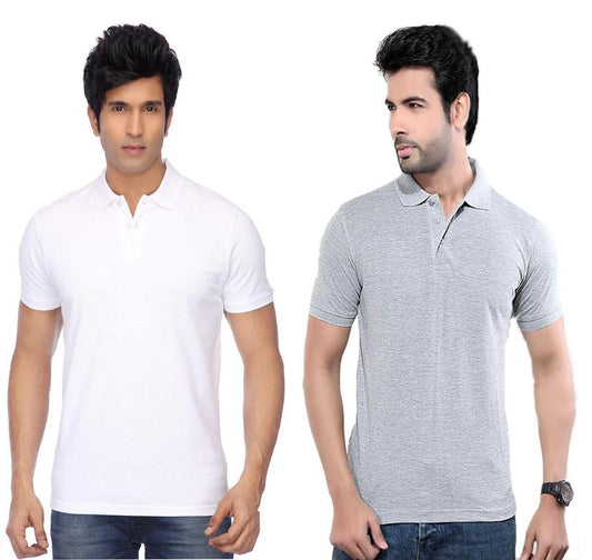Poly Cotton Solid Half Sleeves Men’s Polo T-Shirt Pack of 2 | Everyday Comfort | NISHU Superstores