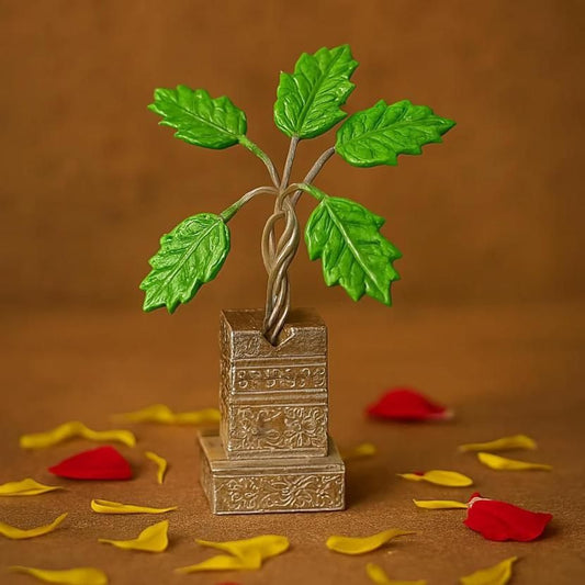 German Silver Plated Tulsi Plant Showpiece (4 inch) – Decorative & Elegant | NISHU Superstores