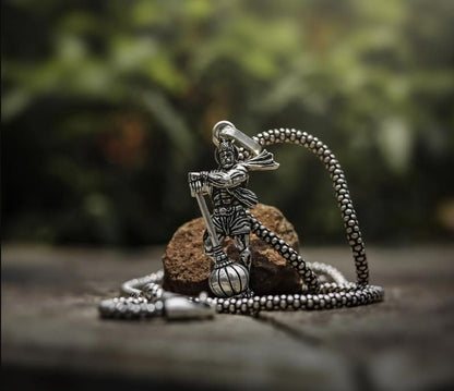Hanumanji with Gada Silver Pendant Chain | NISHU Superstores