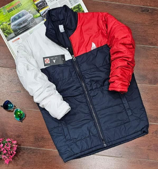 Men's Color block Fluffy Jacket – Grey & Navy Blue | Winter Polyester Warm Wear | NISHU Superstores