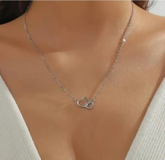 Women’s Dual Heart Pendant with Chain | Micro Plated Jewelry | NISHU Superstores