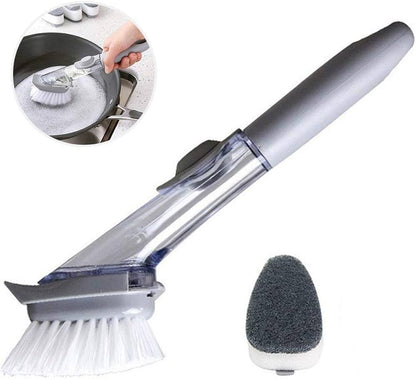 Mix Color Dish Scrubber with Soap Dispenser | Dishwashing Brush Set with 1 Handle & 3 Refill Heads for Sink, Pot & Pan Cleaning – NISHU Superstores