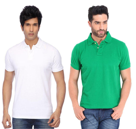 Poly Cotton Solid Half Sleeves Men’s Polo T-Shirt Pack of 2 | Everyday Comfort | NISHU Superstores