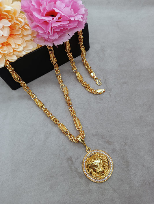 Luxurious Men’s Gold Plated Pendant with Chain Vol 5 – Stylish Fashion Jewelry | NISHU Superstores