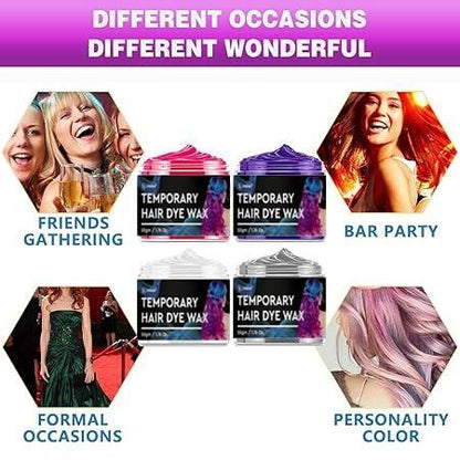 Temporary Hair Coloring Wax (Pack of 4) – Washable &amp; Damage-Free Hair Color for Men &amp; Women | NISHU Superstores