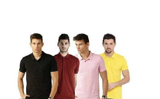 Poly Cotton Solid Half Sleeves Men’s Polo T-Shirt Pack of 4 | Everyday Comfort | NISHU Superstores