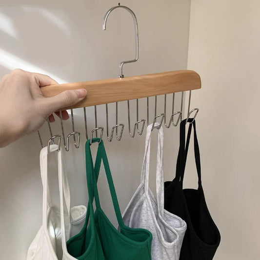 Multifunctional Wooden Hanger with Metal Hooks – Wall Mount Rack (Pack of 1) | NISHU Superstores