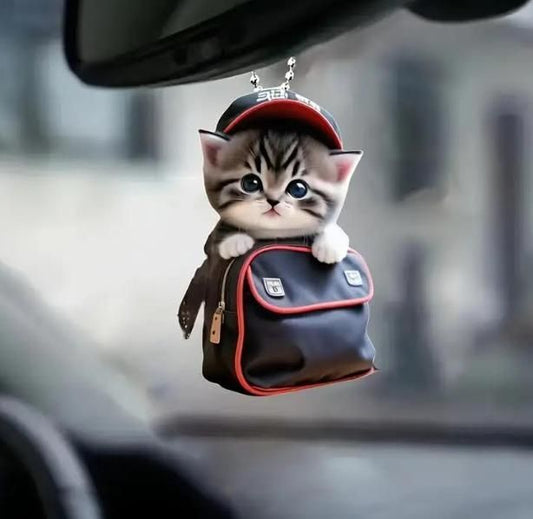 Cute Kitten Car Hanging Pendant | Cartoon Cat Keychain & Car Décor – NISHU Superstores
