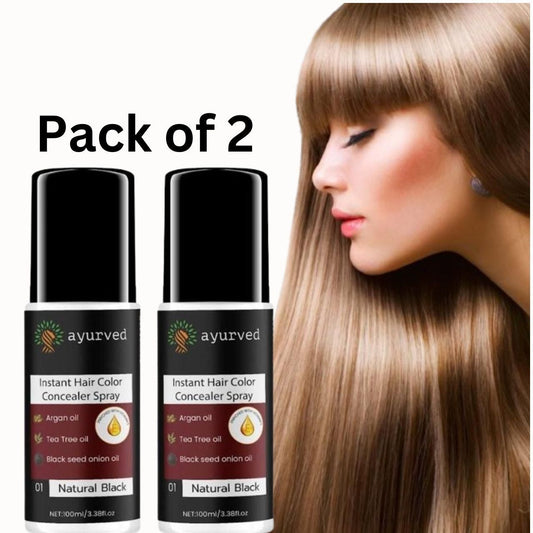 Ayurveda 2-in-1 Instant Hair Color Spray with German Formula (Pack of 2) | NISHU Superstores