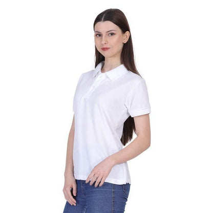 Ketex White Cotton Blend Polo Neck T-Shirt for Women – Stylish & Comfortable | NISHU Superstores