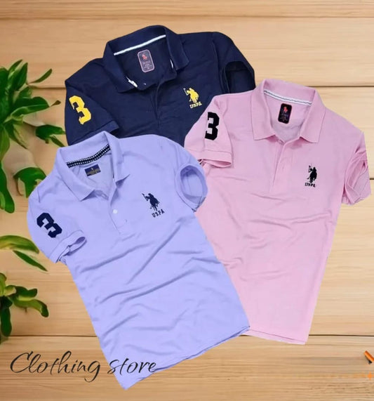 Cotton Matty Solid Half Sleeves Men’s Polo Neck T-Shirt – Pack of 3 | NISHU Superstores