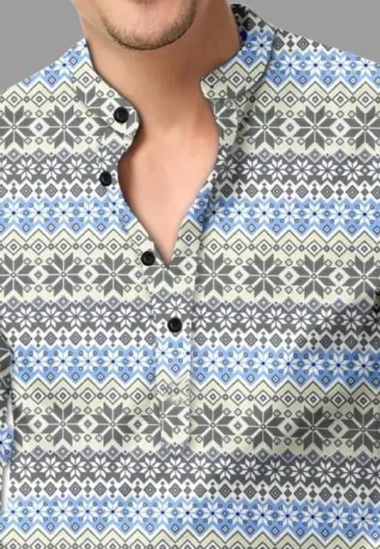 Men’s Printed Spread Collar Casual Shirt – Multicolor Stylish Cotton Blend | NISHU Superstores