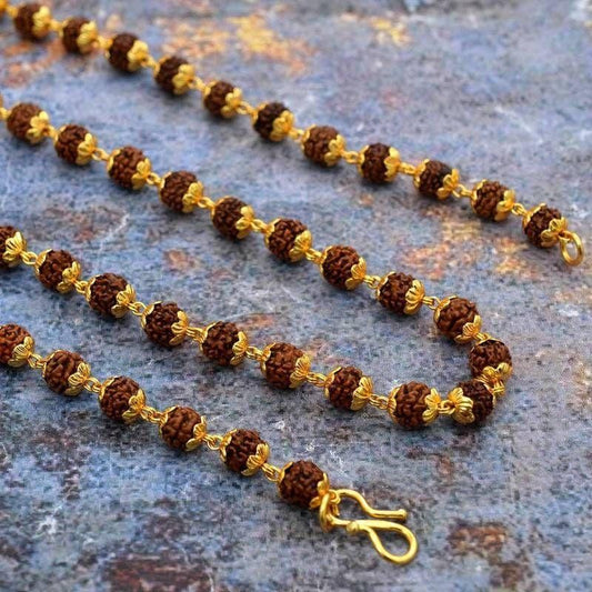 Gold-Plated Rudraksha Mala – Spiritual & Elegant Divine Necklace | NISHU Superstores