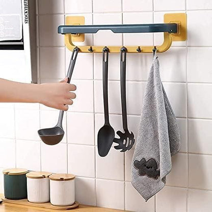 Wall Mounted Double Bar Towel Holder with Hook – Space-Saving Bathroom Rack | NISHU Superstores