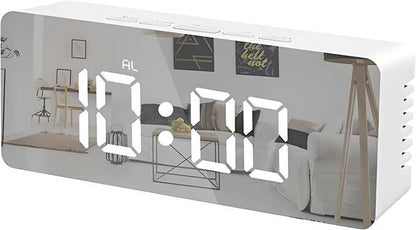 Digital LED Alarm Clock with Mirror Display – Snooze, Dimmer, Battery Support | NISHU Superstores